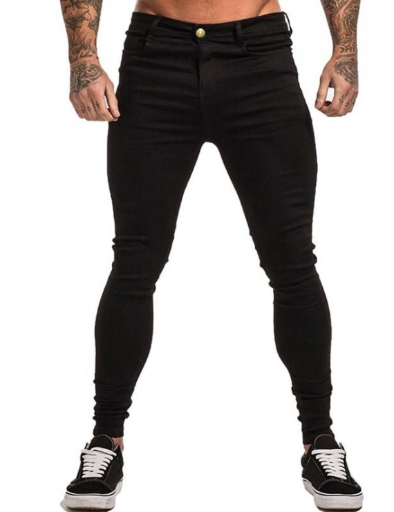 Solid Color Design Skintight Jeans - Xl