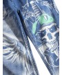 Skull Printed Zip Fly Casual Jeans - 32