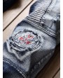 Chinese Opera Mask Patch Pencil Jeans - 38