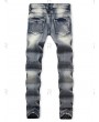 Star Print Open Zipper Long Straight Jeans - 34