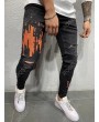 Geometric Printed Ripped Decoration Jeans - 2xl