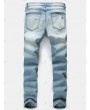 Light Wash Destroyed Zip Fly Jeans - 36