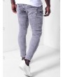 Ripped Zipper Decoration Bleached Jeans - M