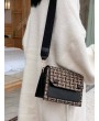 Linen Plaid Design Crossbody Bag