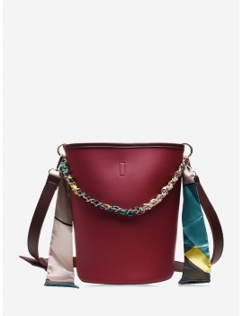 Silk Embellished Crossbody Bucket Bag