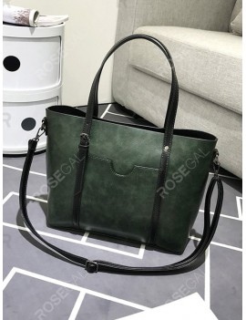 Simple Pocket Leather Tote Bag