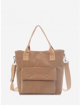 Plain Flap Pocket Corduroy Shoulder Bag